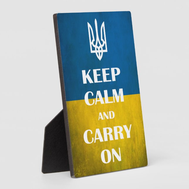 Keep calm and carry on Ukrainian emblem trident   Plaque (Side)