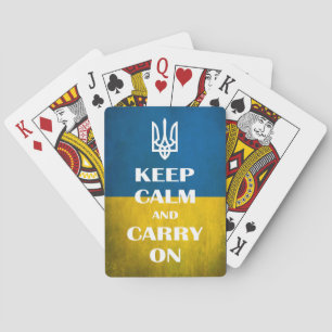 Keep calm and carry on Ukrainian emblem trident Playing Cards