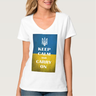 Keep calm and carry on Ukrainian emblem trident  T T-Shirt