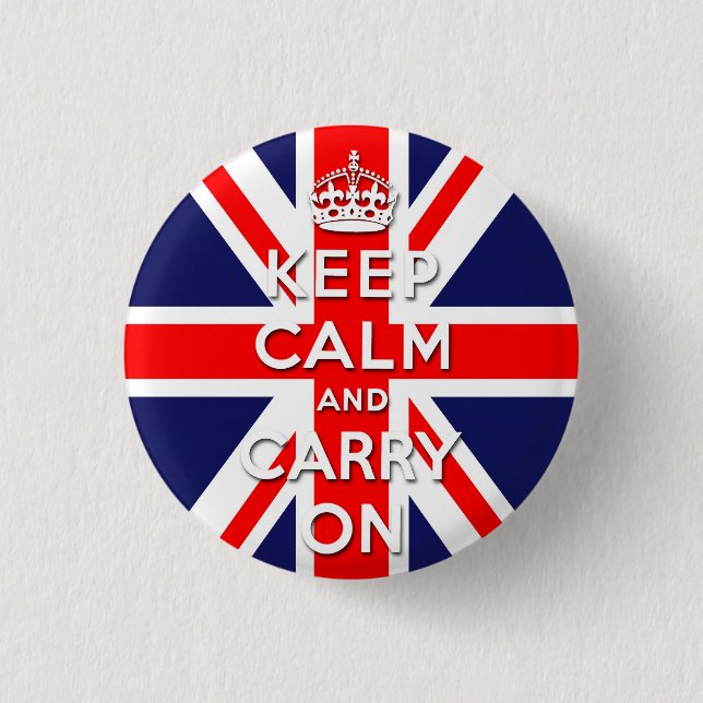 keep calm and carry on Union Jack flag 3 Cm Round Badge (Front)