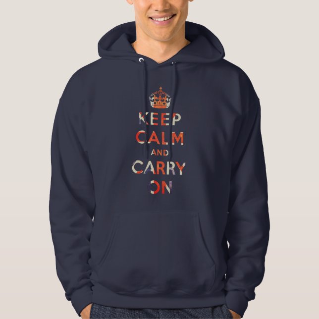 keep calm and carry on Union Jack flag Hoodie (Front)