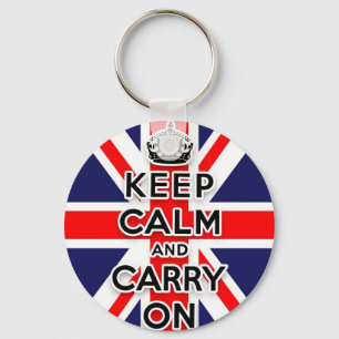 keep calm and carry on Union Jack flag Key Ring