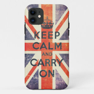 keep calm and carry on vintage Union Jack flag Case-Mate iPhone Case