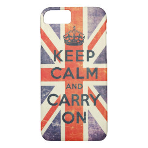 keep calm and carry on vintage Union Jack flag Case-Mate iPhone Case