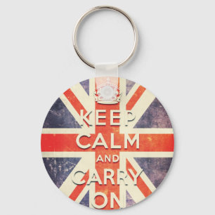 keep calm and carry on vintage Union Jack flag Key Ring