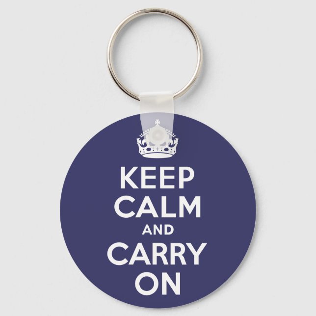 Keep Calm And Carry On. White. Best Price! Key Ring (Front)