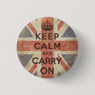 Keep Calm and Carry On with UK Flag 3 Cm Round Badge