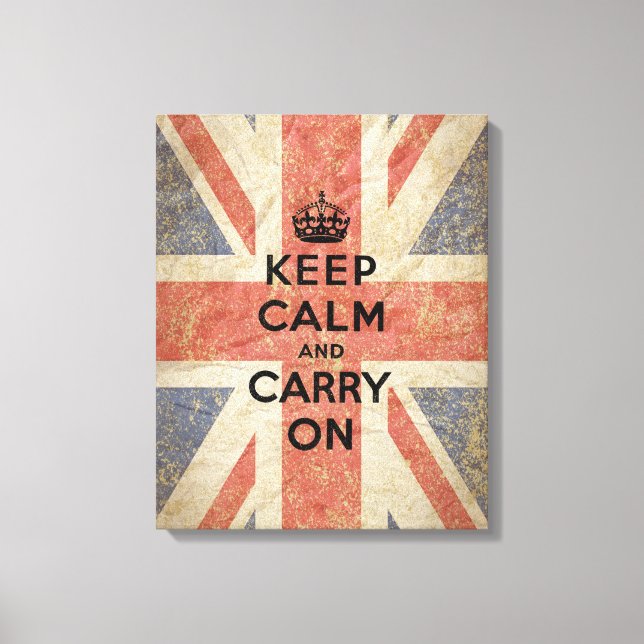 Keep Calm and Carry On with UK  Flag Canvas Print (Front)