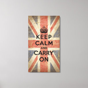 Keep Calm and Carry On with UK Flag Canvas Print