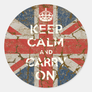 Keep Calm and Carry On with UK Flag Classic Round Sticker