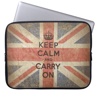 Keep Calm and Carry On with UK Flag Laptop Sleeve