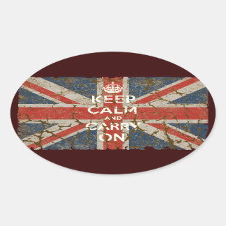 Keep Calm and Carry On with UK Flag Oval Sticker