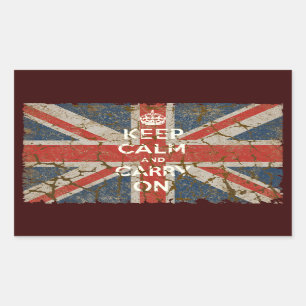 Keep Calm and Carry On with UK  Flag Rectangular Sticker