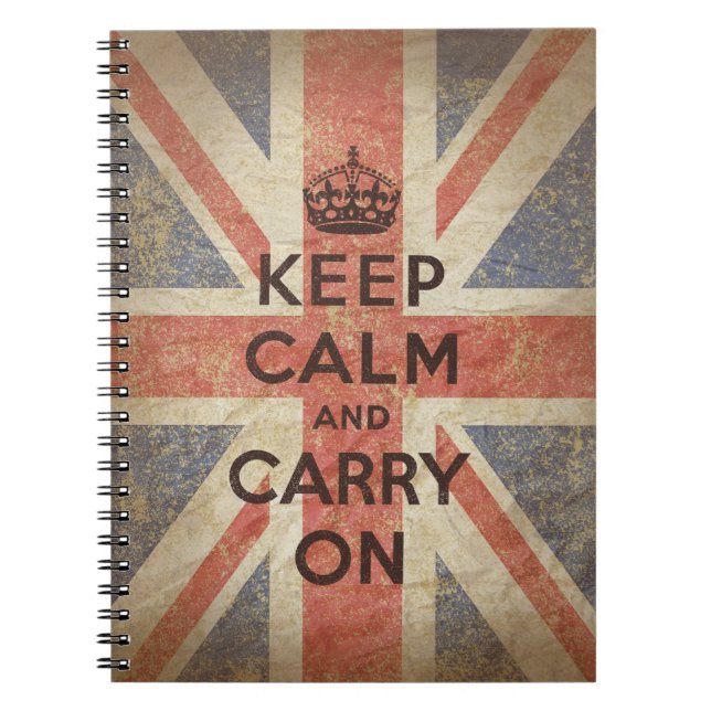 Keep Calm and Carry On with UK Flag Spiral Notebook (Front)