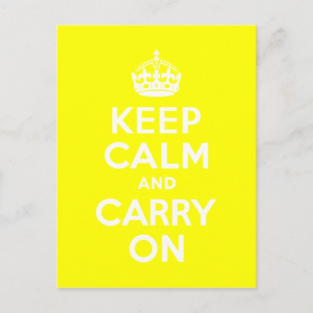 Keep Calm and Carry On Yellow Postcard (Front)