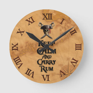 Keep Calm And Carry Rum Round Clock