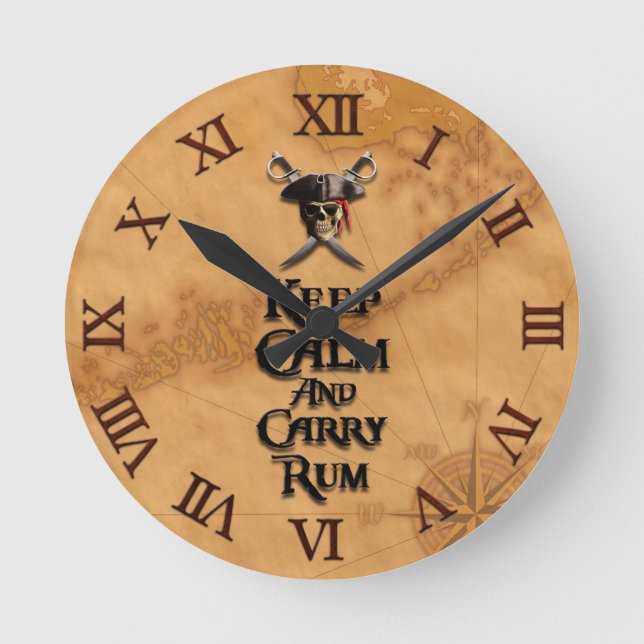 Keep Calm And Carry Rum Round Clock (Front)