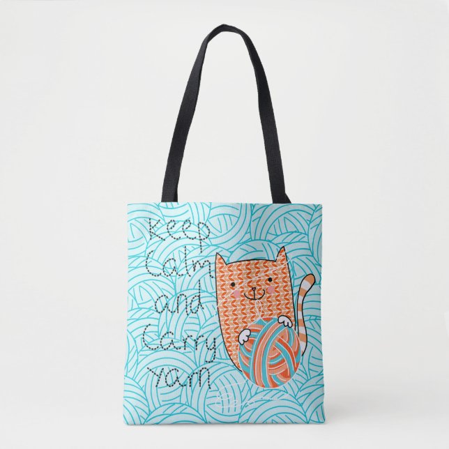 Keep Calm and Carry Yarn Tote Bag (Front)
