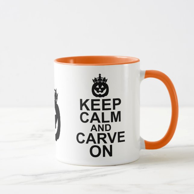 Keep Calm and Carve On Halloween Pumpkin Mug (Right)
