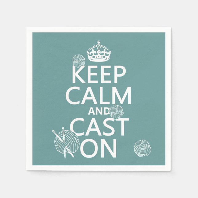 Keep Calm and Cast On - all colours Napkin (Front)