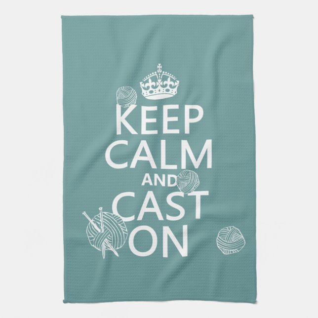 Keep Calm and Cast On - all colours Tea Towel (Vertical)