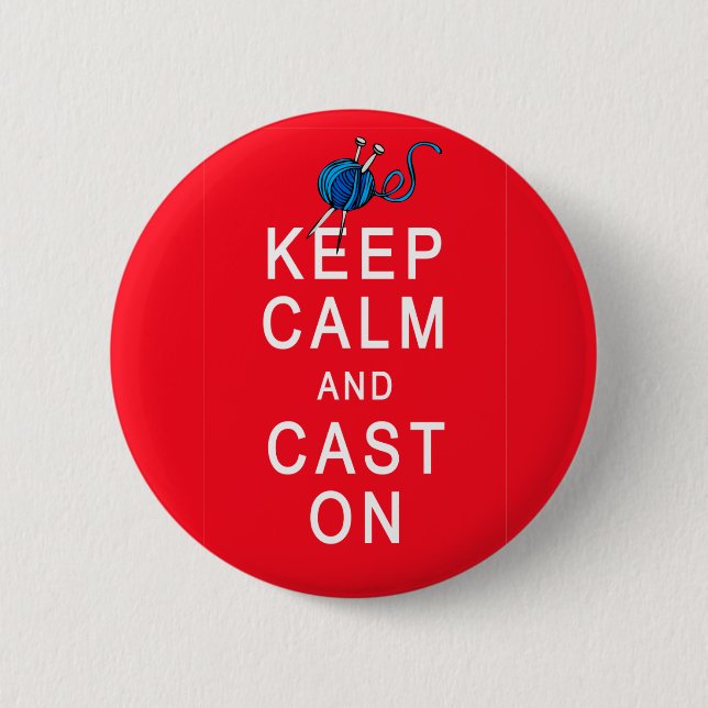 Keep Calm and Cast On Knitting Tshirt or Gift 6 Cm Round Badge (Front)