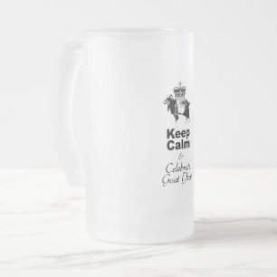 Keep Calm and Celebrate Goat year 2027 GBM Frosted Glass Beer Mug