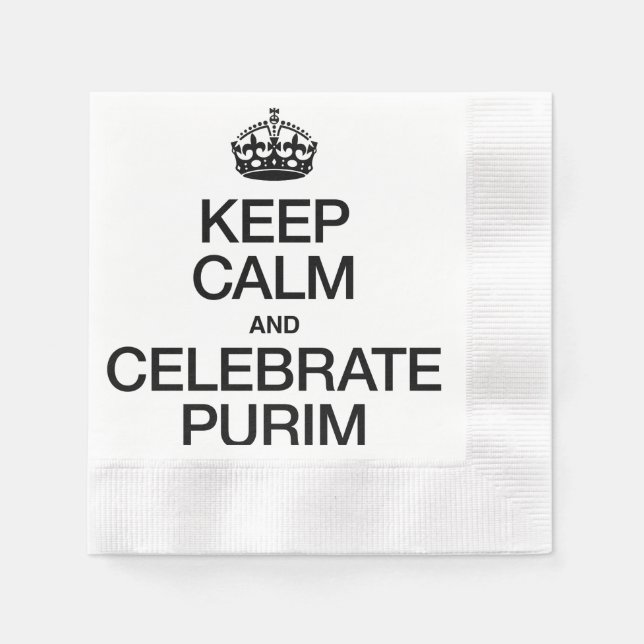 KEEP CALM AND CELEBRATE PURIM NAPKIN (Front)