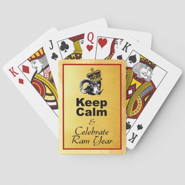 Keep Calm and Celebrate Ram Year 2027 Playing Cards (Back)