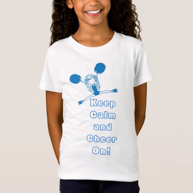 Keep Calm and Cheer On - Blue Cheerleader T-Shirt (Front)