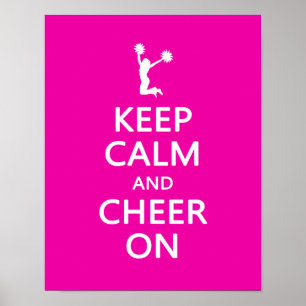 Keep Calm and Cheer On, Cheerleader Pink Poster