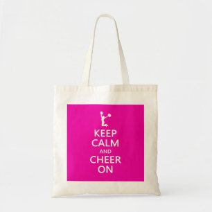 Keep Calm and Cheer On, Cheerleader Pink Tote Bag