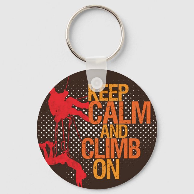 Keep Calm and Climb On Rock Climbing Keychain (Front)