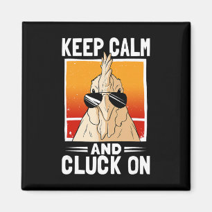 Keep Calm And Cluck On Chicken Retro Sunset Farm F Magnet