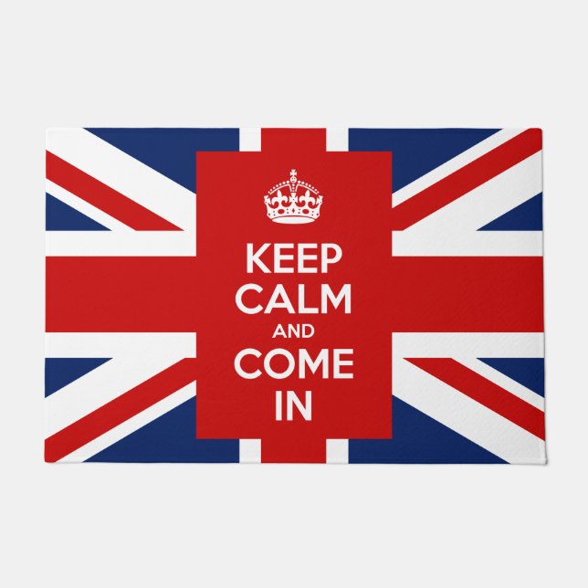 Keep Calm and Come in with UK Flag Union Jack Doormat (Front)
