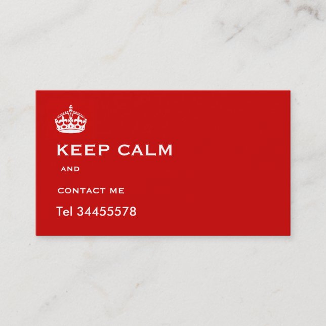 keep calm and contact me business card (Front)