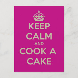 keep calm and cook a cake postcard