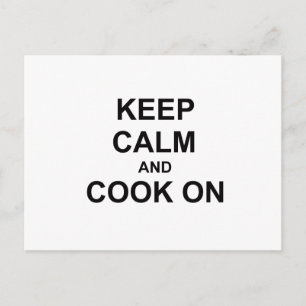 Keep Calm and Cook On black grey blue Postcard