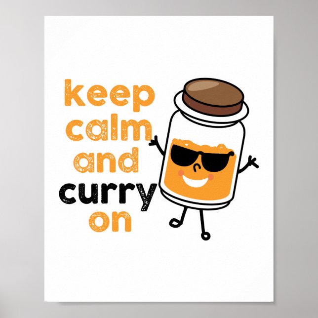Keep Calm And Curry On Herb Pun Poster (Front)