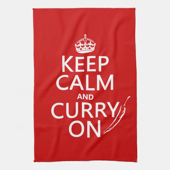 Keep Calm and Curry On Tea Towel (Vertical)