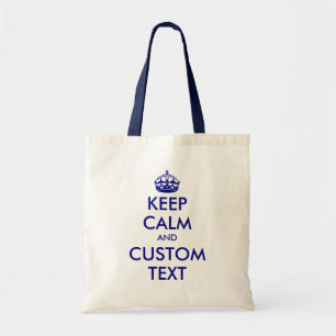 Keep Calm And [Custom Text] navy colour Tote Bag