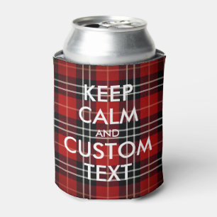 Keep Calm and Customise this Red Plaid Can Cooler
