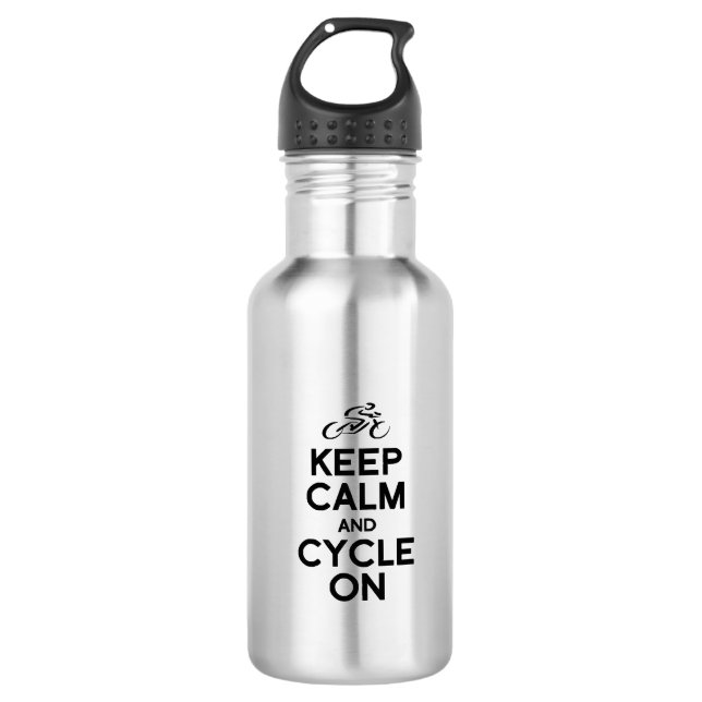 KEEP calm and cycle exercise bike biking bicycle r 532 Ml Water Bottle (Front)