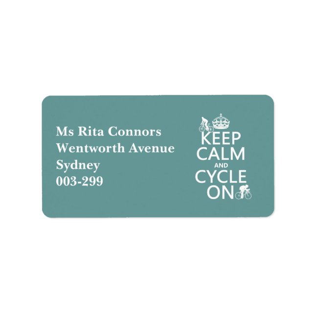 Keep Calm and Cycle On (in any colour) Label (Front)