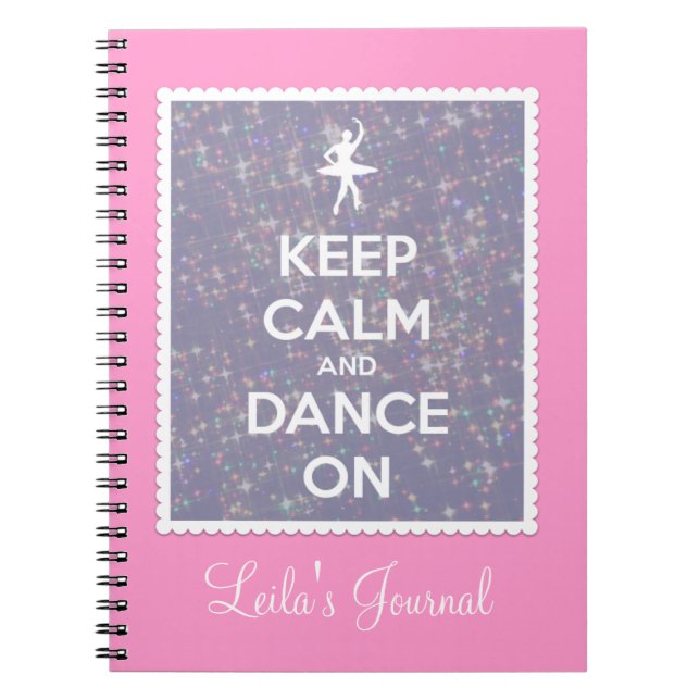 Keep Calm and Dance On Lavender Bokeh Spiral Notebook (Front)