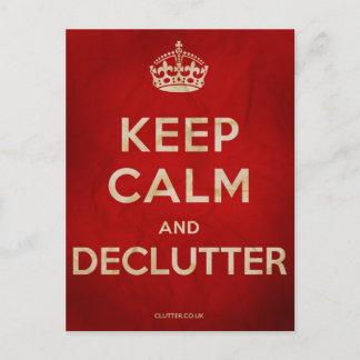 Keep Calm and Declutter postcard