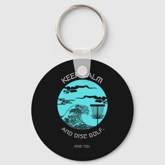 Keep Calm And Disc Golf Inner Peace The Way Of Dis Key Ring (Front)