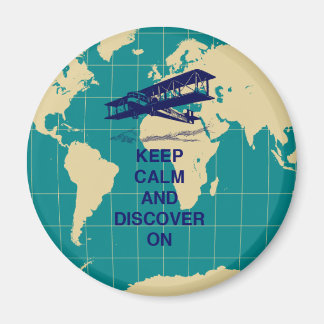 Keep Calm and Discover On motivational fun print Magnet