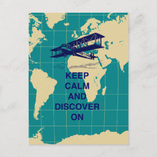 Keep Calm and Discover On motivational fun print Postcard