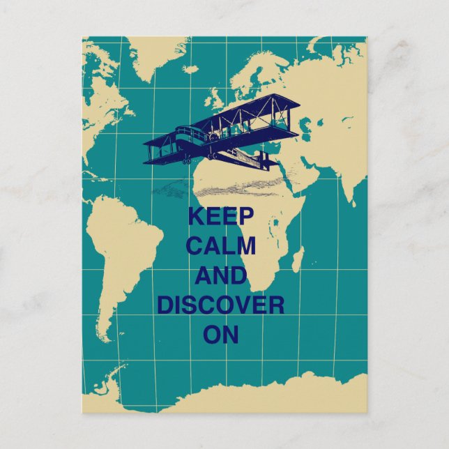 Keep Calm and Discover On motivational fun print Postcard (Front)